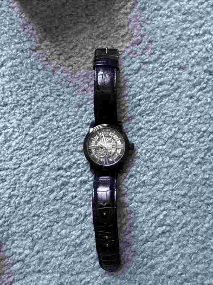 Wohler Men's Black/Silver Dial Black Leather Band Watch W-0198-006 With Case