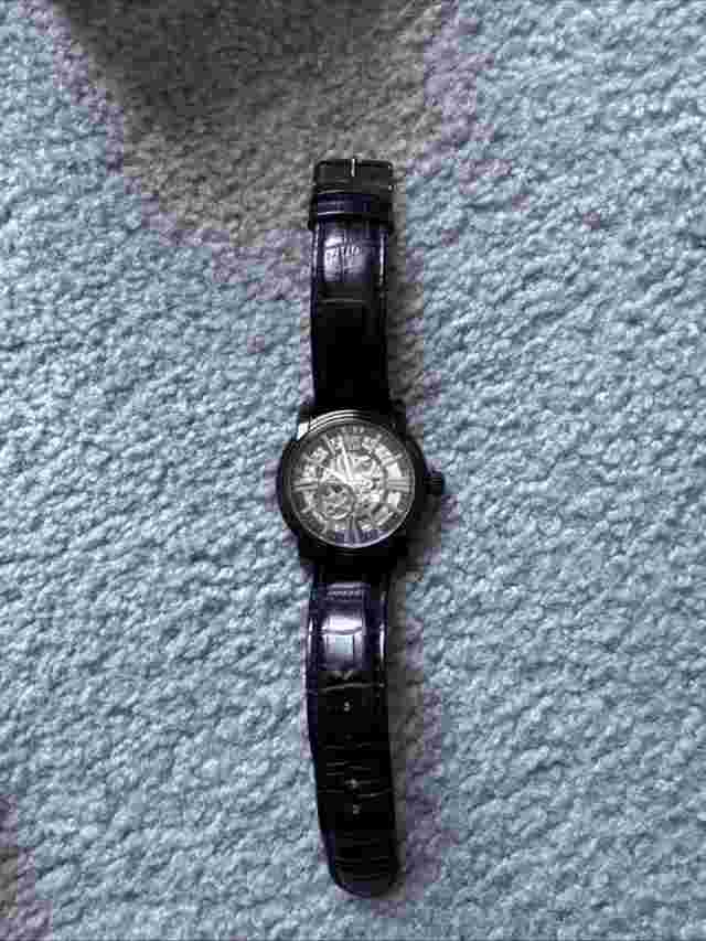 Wohler Men's Black/Silver Dial Black Leather Band Watch W-0198-006 With Case