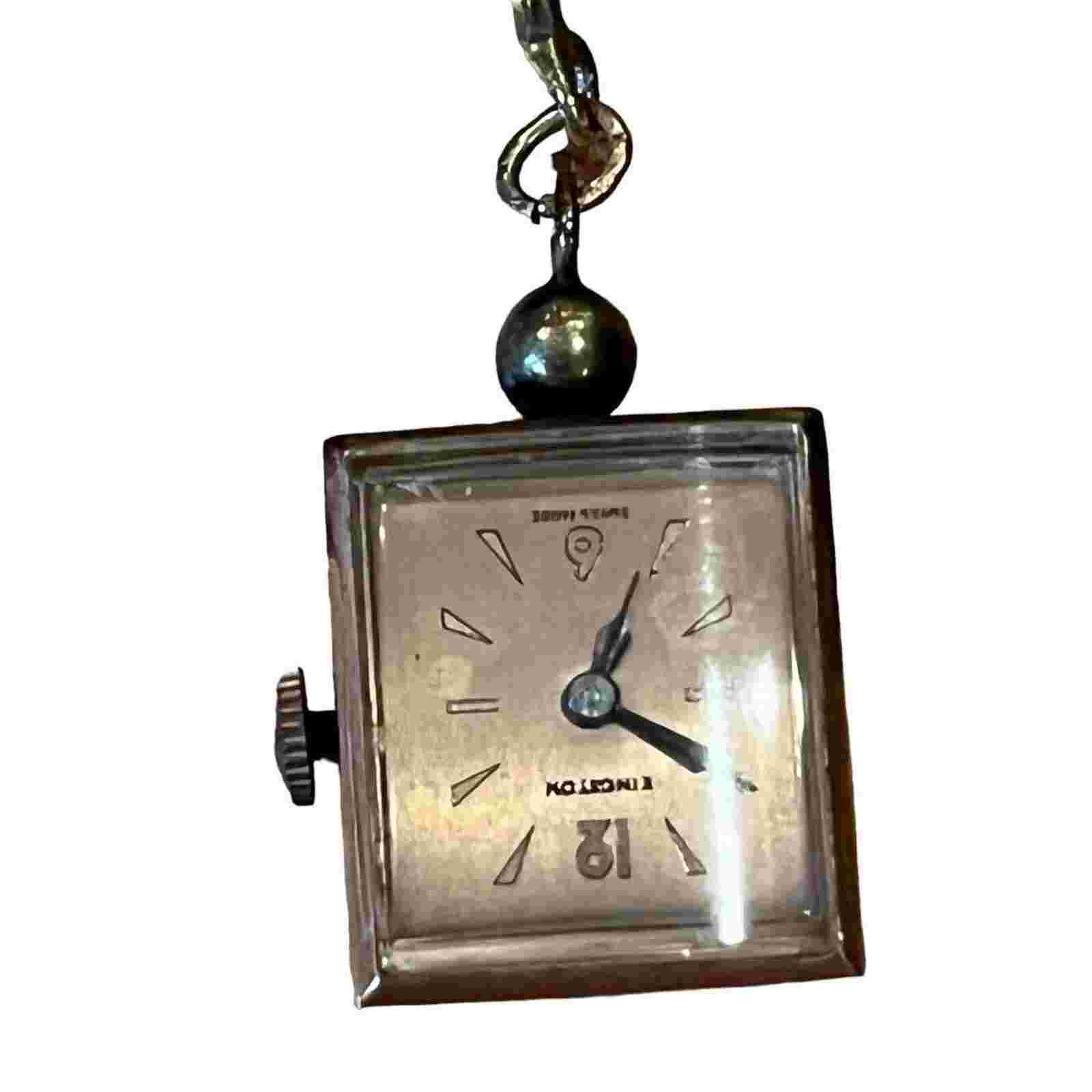 Vintage Kingston Watch Pin Bow Brooch Swiss Made Works Gold Colored 1960s