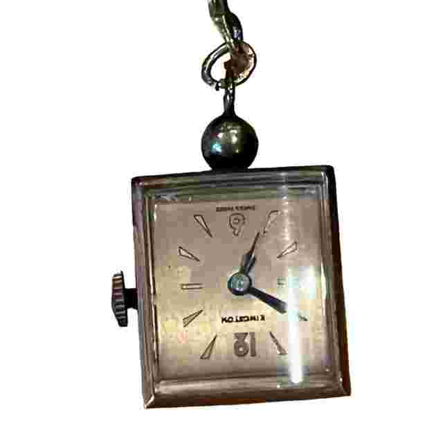 Vintage Kingston Watch Pin Bow Brooch Swiss Made Works Gold Colored 1960s