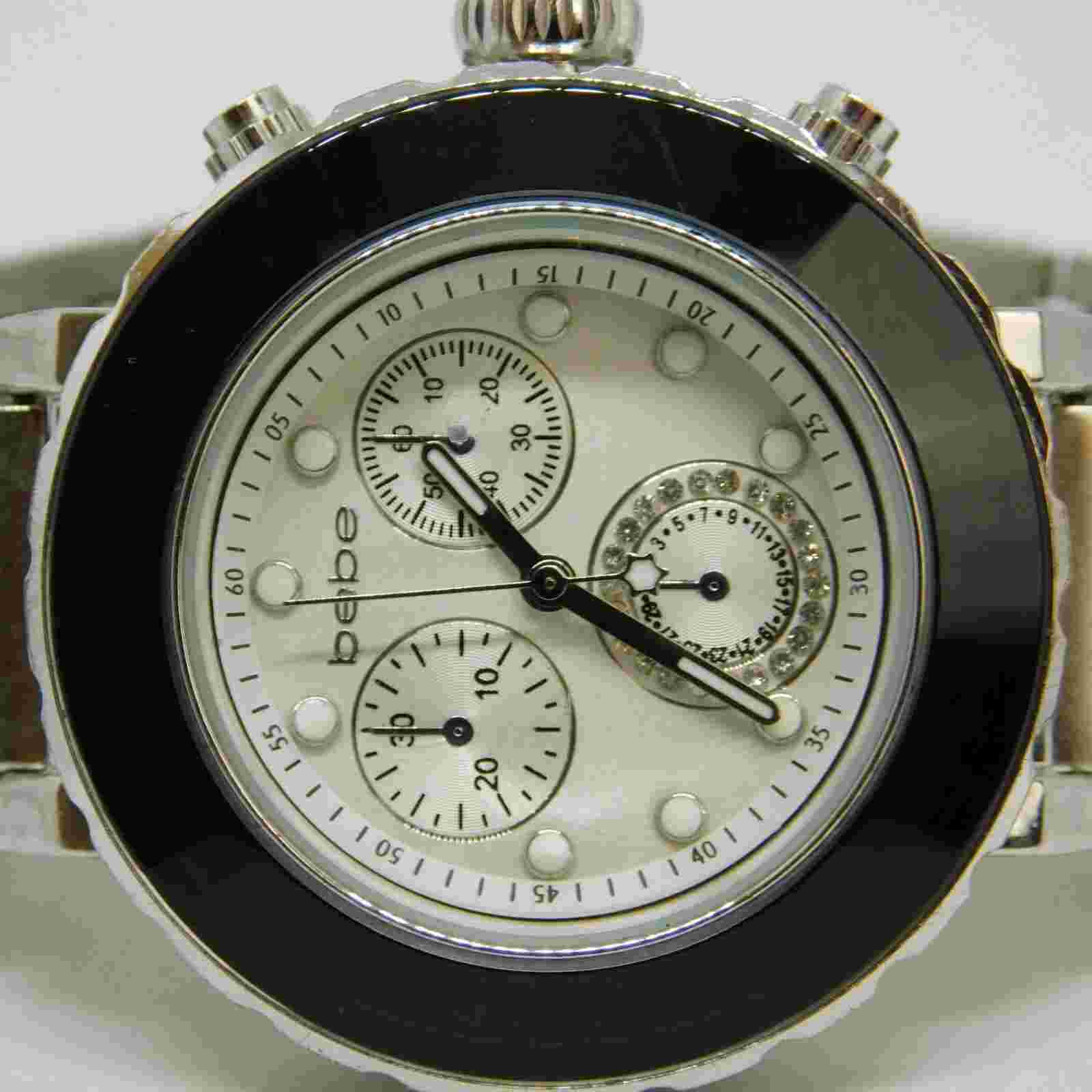 bebe Silver Tone Quartz Analog Women's Watch Sz. 7 3/4" New Battery