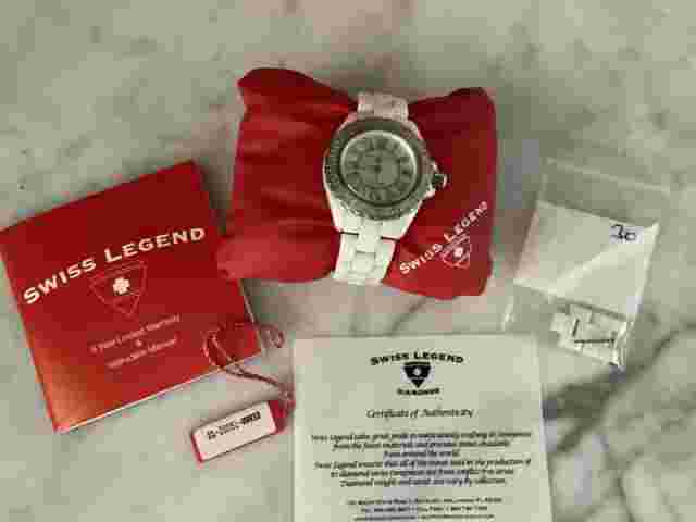 Swiss Legend Karamica Diamond Bezel Watch Women’s White w/box, COA, more…
