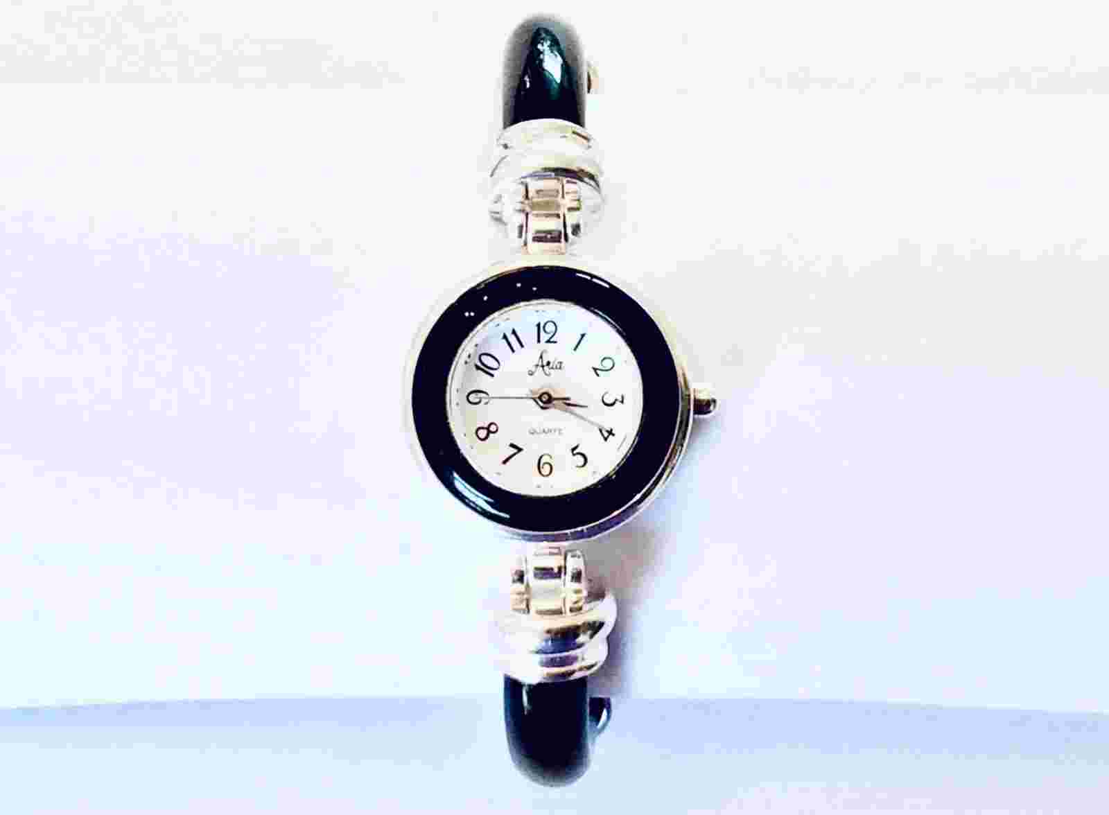 ARIA ~ Women’s Ladies ~ STERLING SILVER ~ Black ONYX ~ 6.5” ~ Bracelet Watch