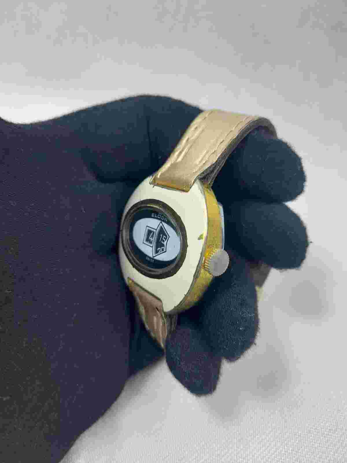 Rare Vintage ELOGA Watch Digital Jump Hour Mechanic Wristwatch