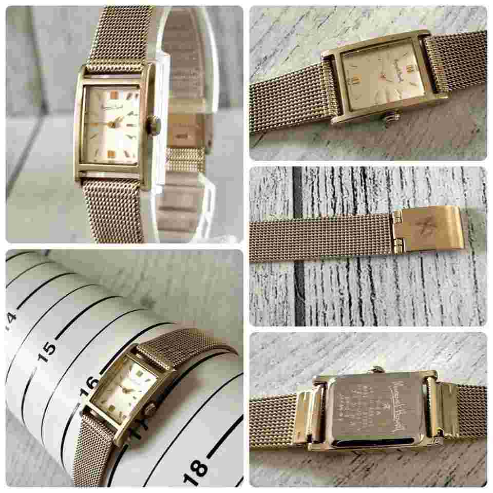 MARGARET HOWELL Square Yellow Gold 2-hand Used Watch Battery Replaced