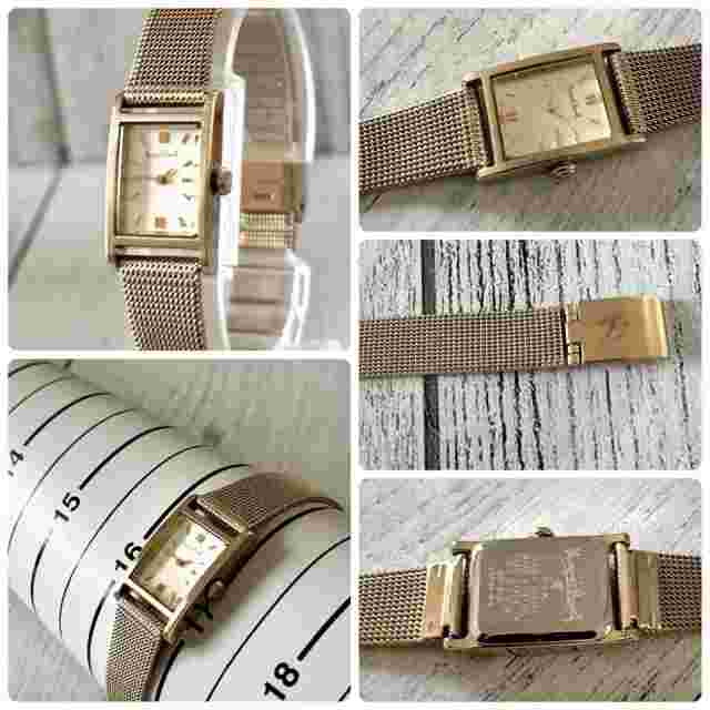 MARGARET HOWELL Square Yellow Gold 2-hand Used Watch Battery Replaced
