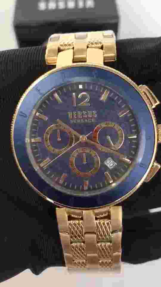 Original VERSUS VERSACELogo Gent Chrono Men's Watch VSP764921 Men Blue/Gold Ver