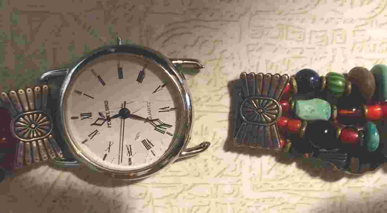 Peyote Bird Semiprecious Bead Women’s Bracelet Watch, Needs Battery & Stem