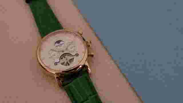 Mens Automatic Mechanical Watch Date Day Rose Gold White Blue Leather Strap