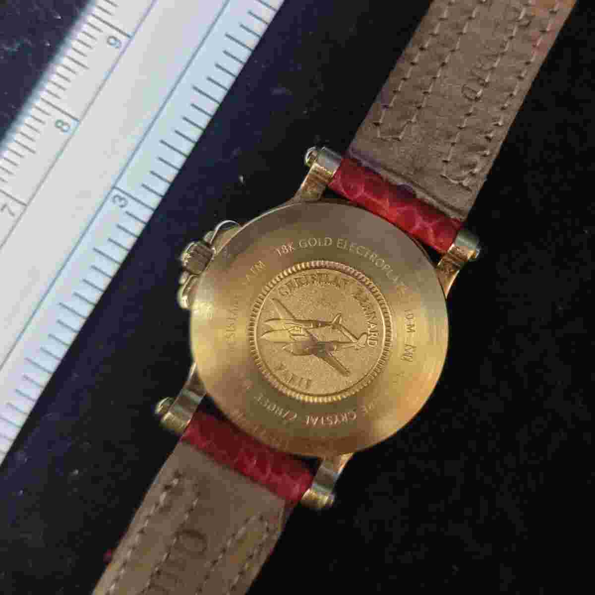 Christian Bernard Watch 18k Gold Electroplated Frame Red Ostrich Leg Strap