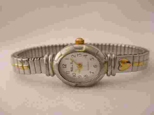 Willow Bay Wristwatch Silver & Gold Tone Heart Expansion Band Oval Shaped Face