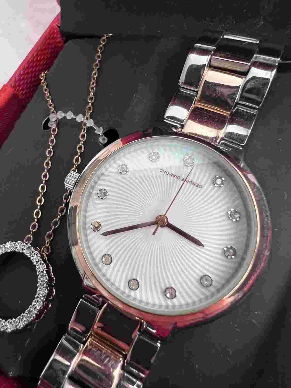 American Exchange Women’s Two-Tone Watch & Necklace Set - Diamond (12)
