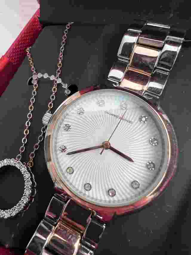 American Exchange Women’s Two-Tone Watch & Necklace Set - Diamond (12)