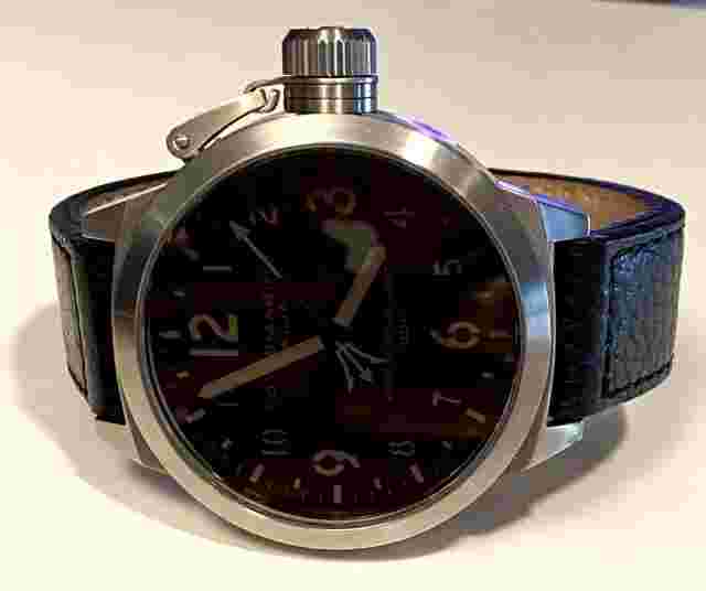 52mm Black Tinted SOTTOMARINO “Italia Russo” Silvertone/ Black Band Mens Watch