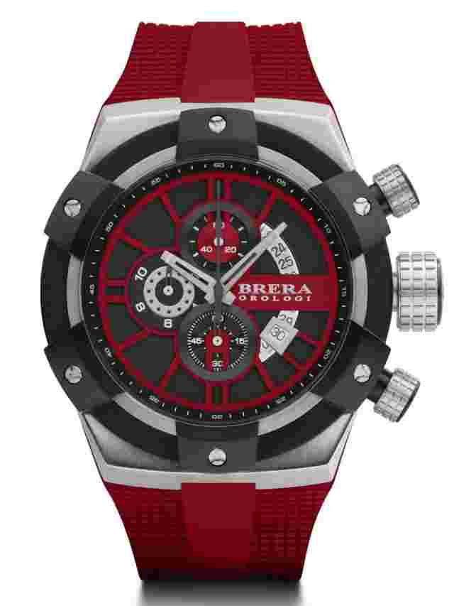 NEW Brera Orologi SUPERSPORTIVO Ion-Plated Italian Red 48mm Mens Watch BRSSC4915