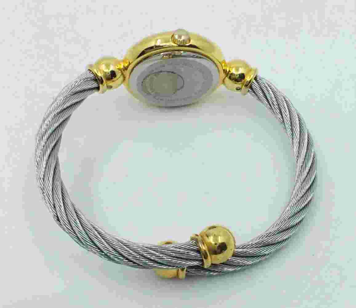 Vintage Futura Mother of Pearl Coil Rope Twist Bracelet Fancy Gold Tone Watch