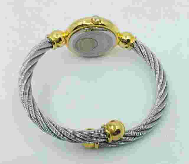 Vintage Futura Mother of Pearl Coil Rope Twist Bracelet Fancy Gold Tone Watch