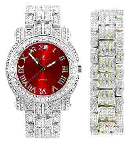 Bling-ed Out Round Luxury Mens Watch Color Dial Bling-ed Out Bracelet - L0504DXB