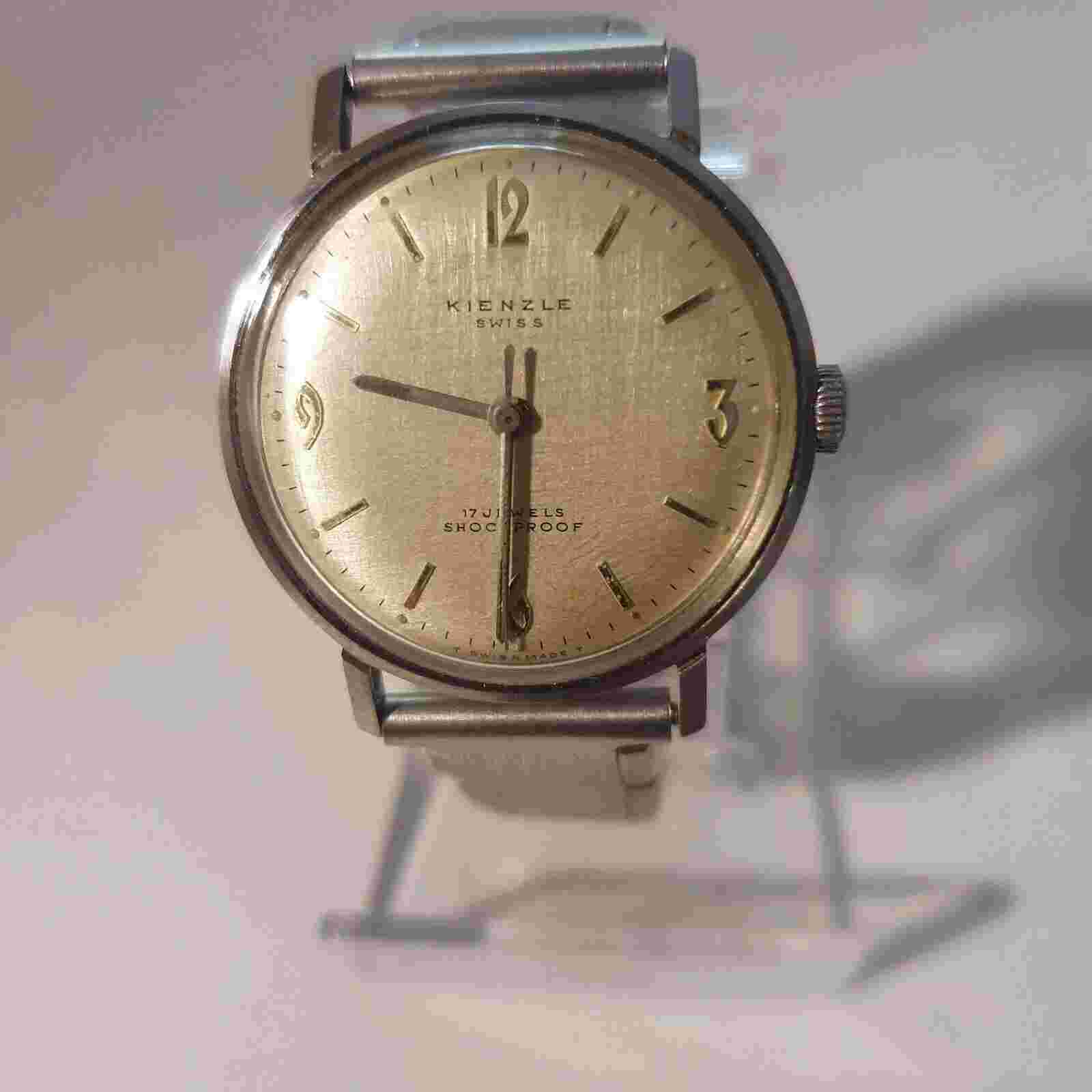 Vintage Watch Man Woman 'Kienzle' 1 11/32in Tswiss Mechanical 17J '50 & Steel