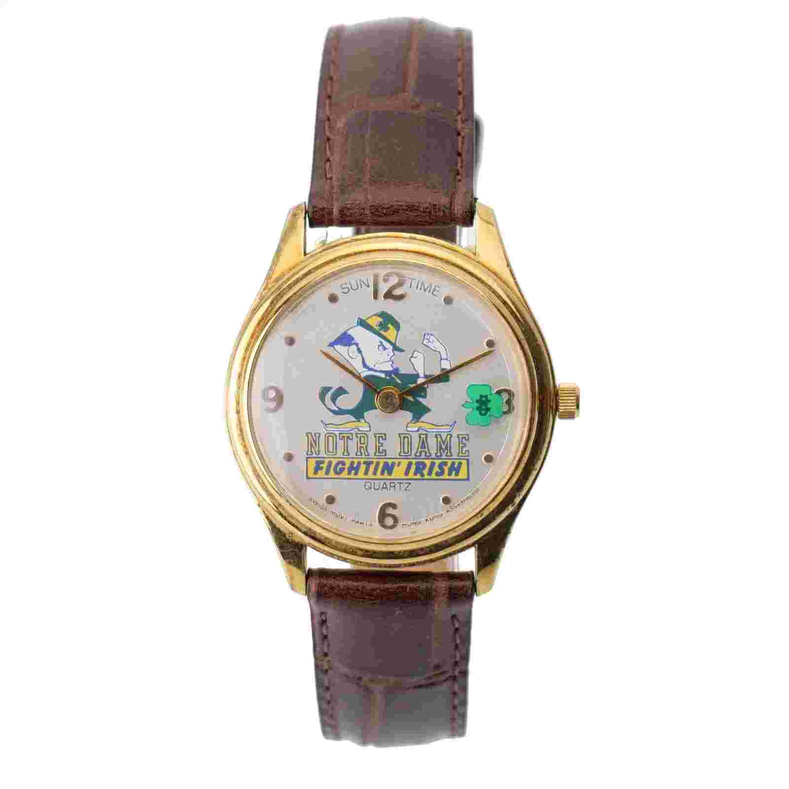 Sun Time Watch Notre Dame Fighting Irish Quartz Gold Tone Watch New Battery