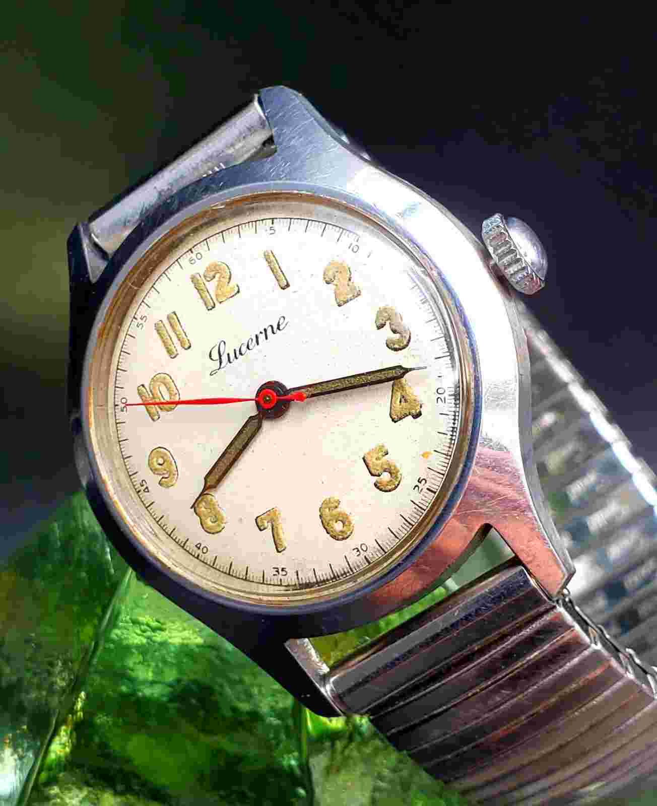 Vintage Lucerne Circa 1940's Retro Manual Wind Men's Watch !! Just Serviced !!