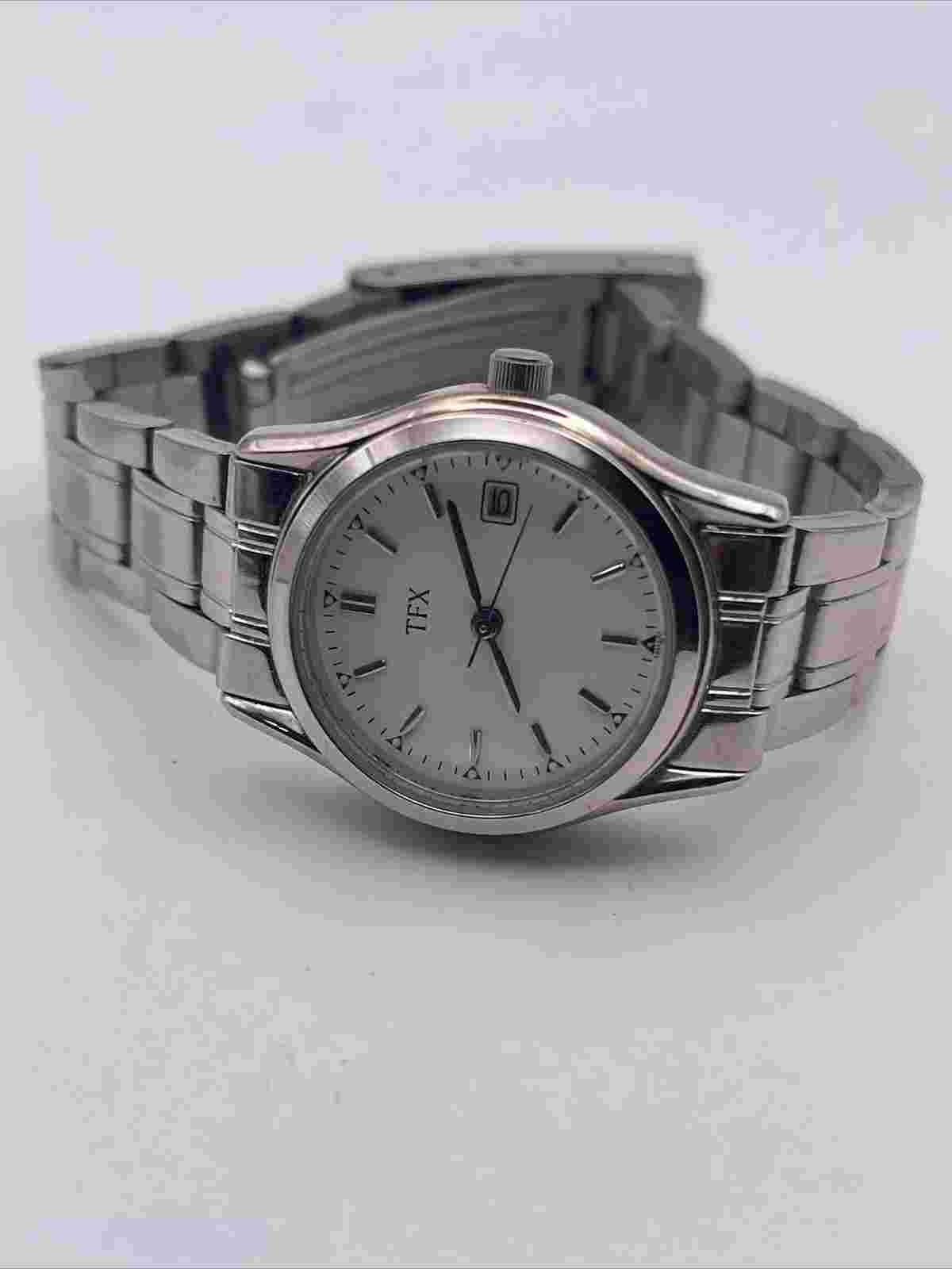 TFX by Bulova Watch Women 26mm Silver Tone 36M100 Date New Battery (F2)