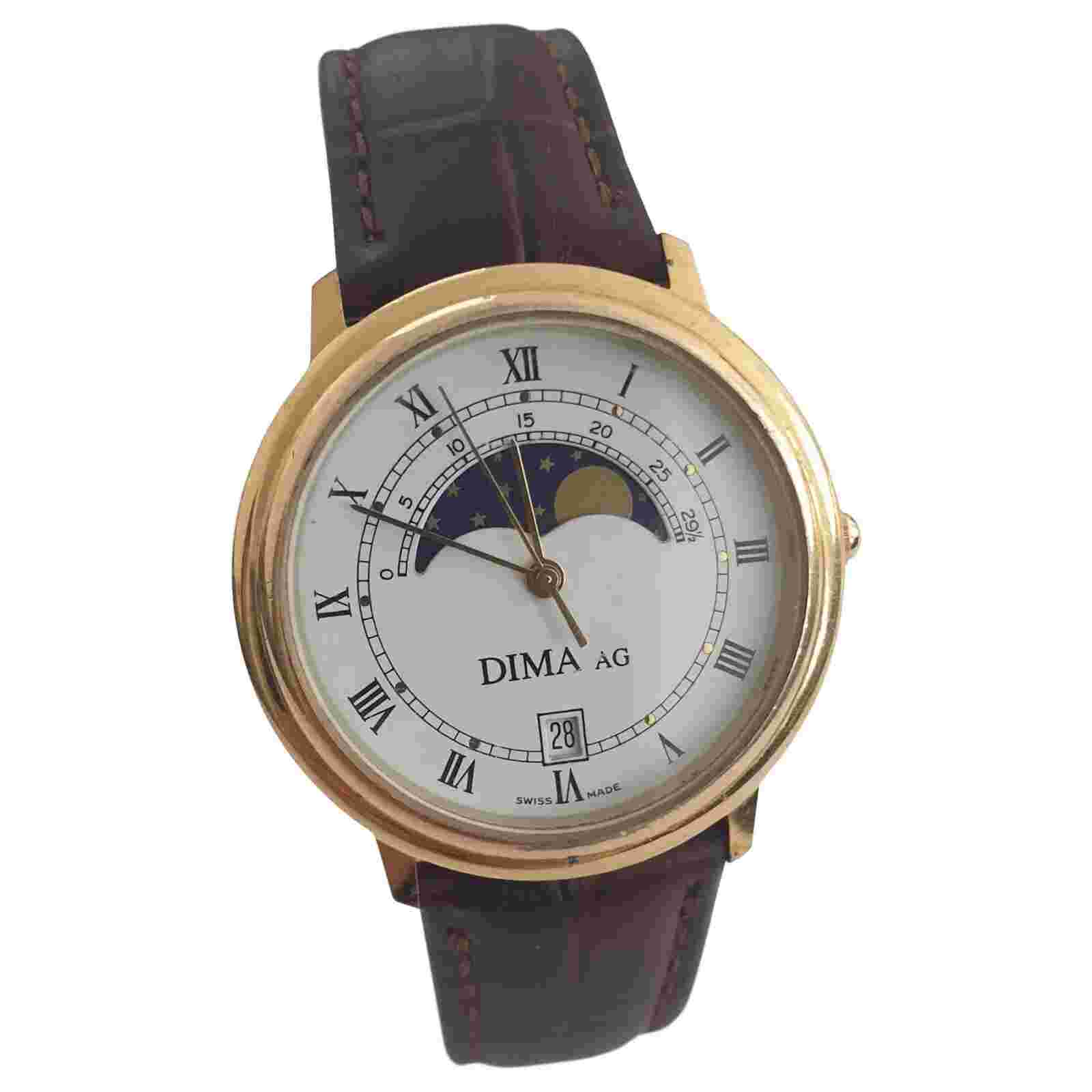 Dima Ag Moon Phase Roman Numbers Watch 7390 - Swiss Made