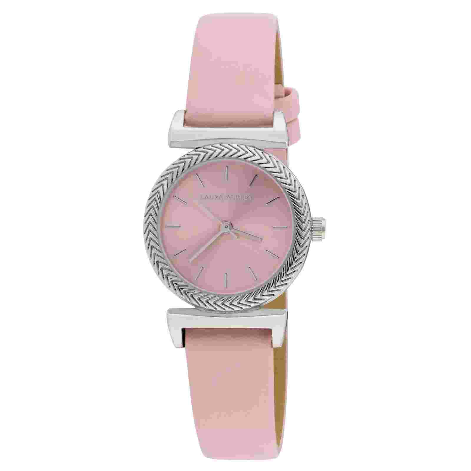 Laura Ashley Women's 27mm T Bar Fluted Bezel Vegan Leather Strap Watch (LA2101)