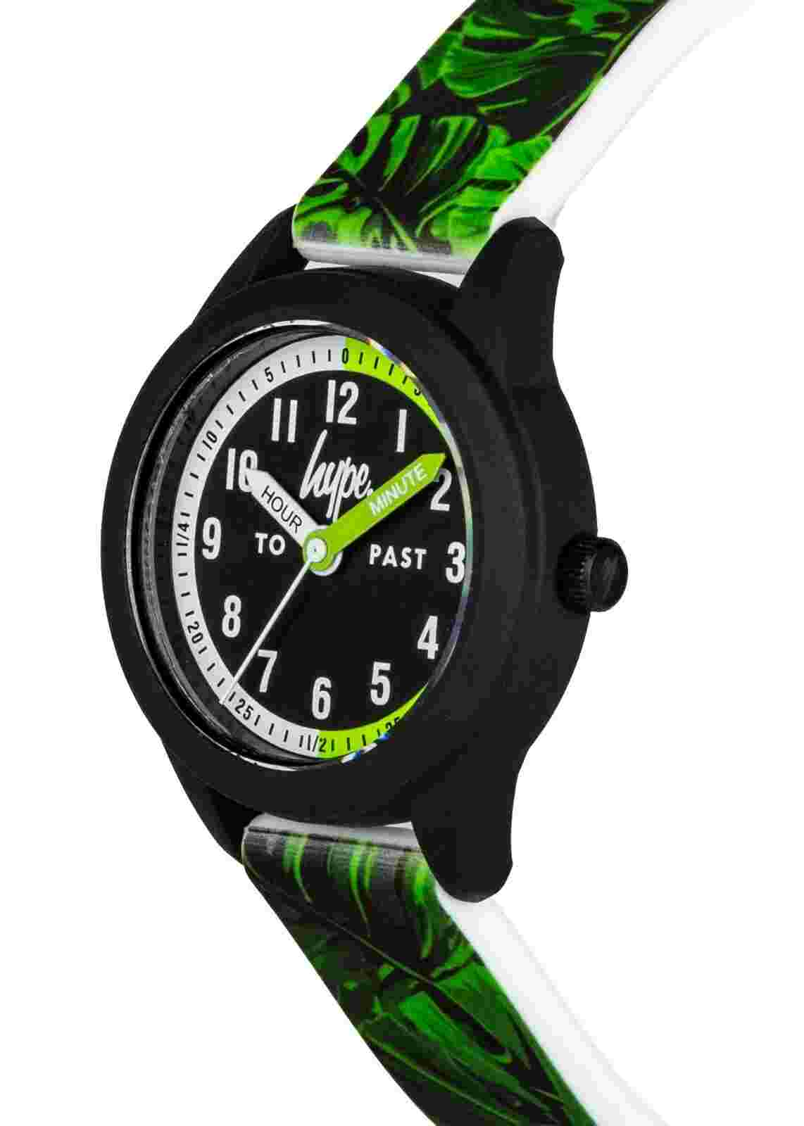 Hype Boys Watch Black Dial & Green Silocne Strap 30 mm HYK030N