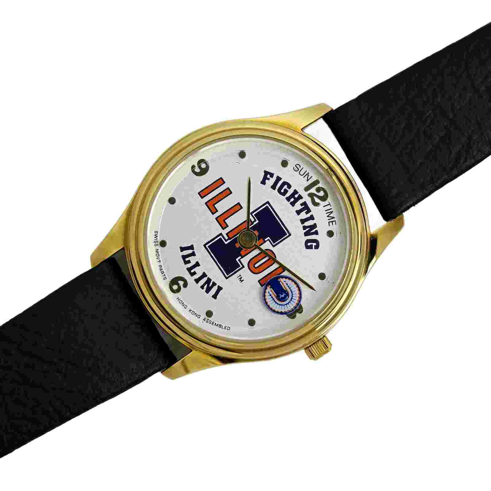 University of Illinois Fighting Illini Collectible 90's Gold Plated Wrist Watch