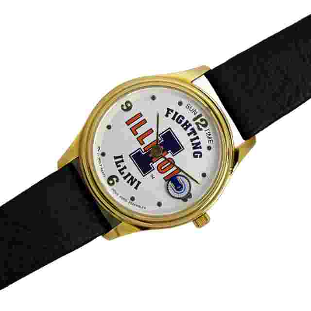 University of Illinois Fighting Illini Collectible 90's Gold Plated Wrist Watch