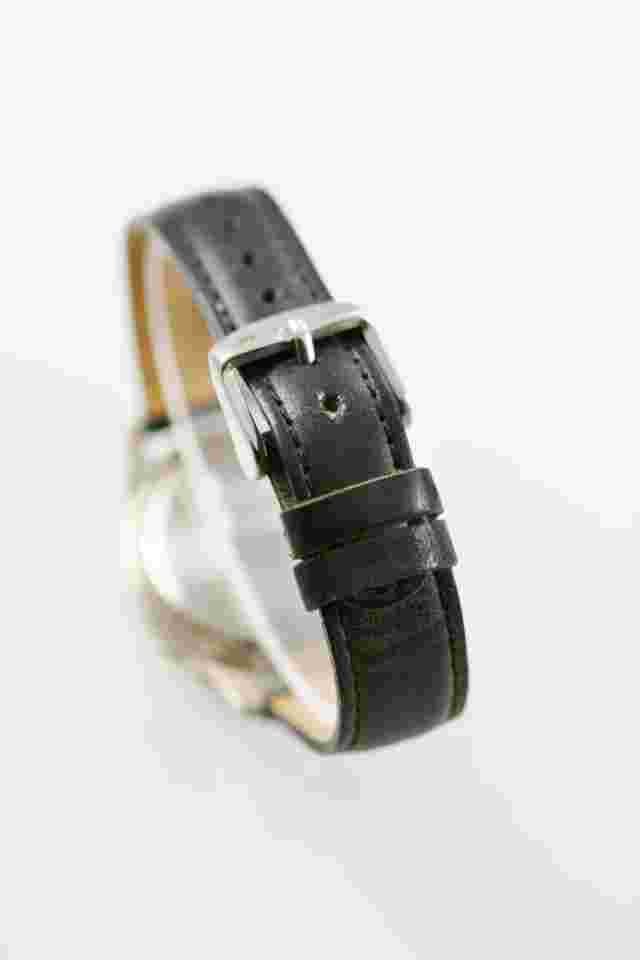 Victory Watch Mens Stainless Silver Gold Leather Black Water Resis Green Quartz