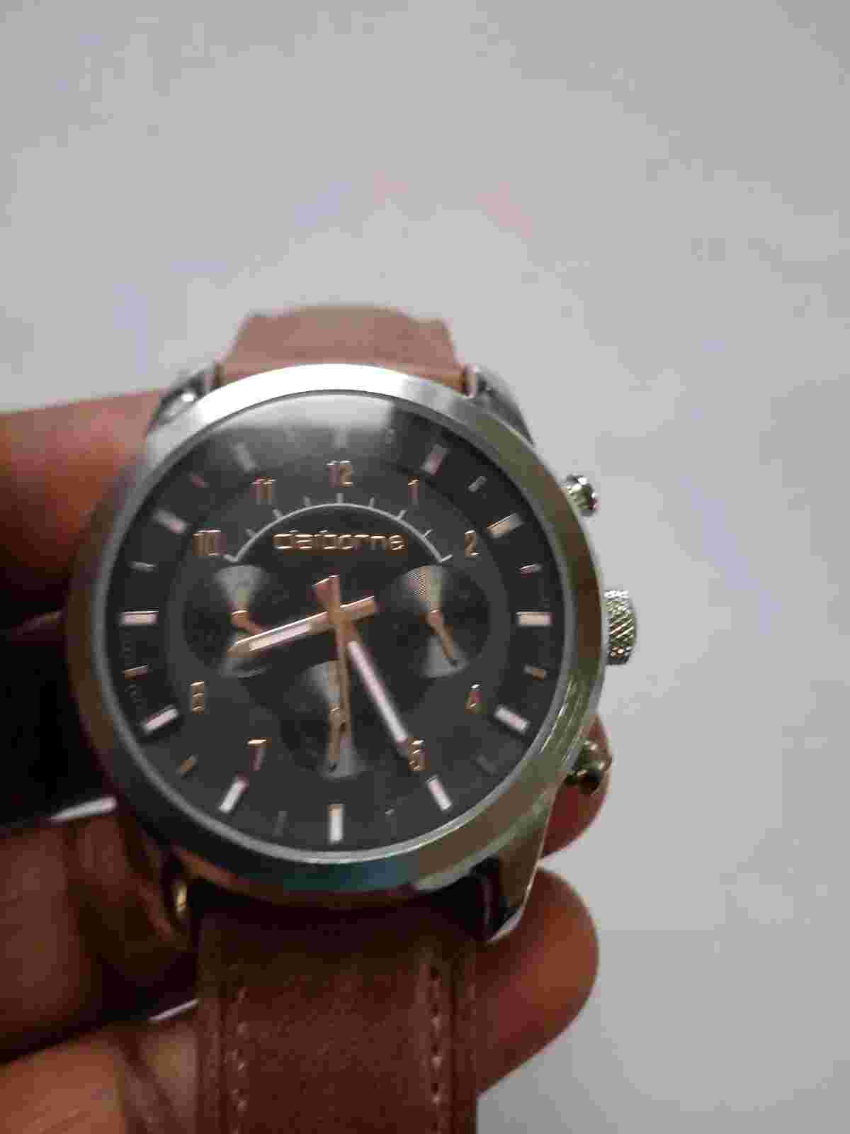 Claiborne Quartz Analog Timepiece Brown Dial Leather Strap Men's Watch CLM 1192