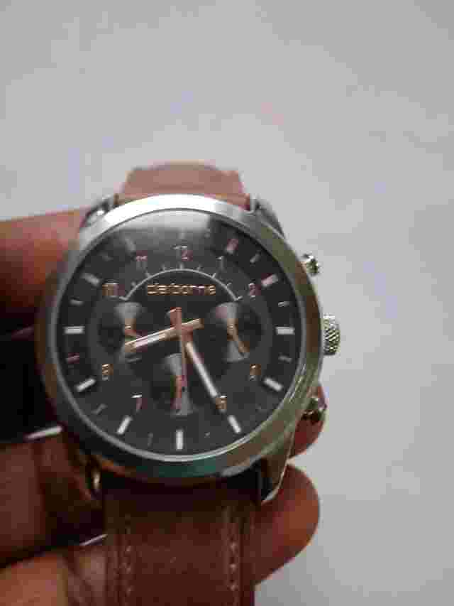 Claiborne Quartz Analog Timepiece Brown Dial Leather Strap Men's Watch CLM 1192