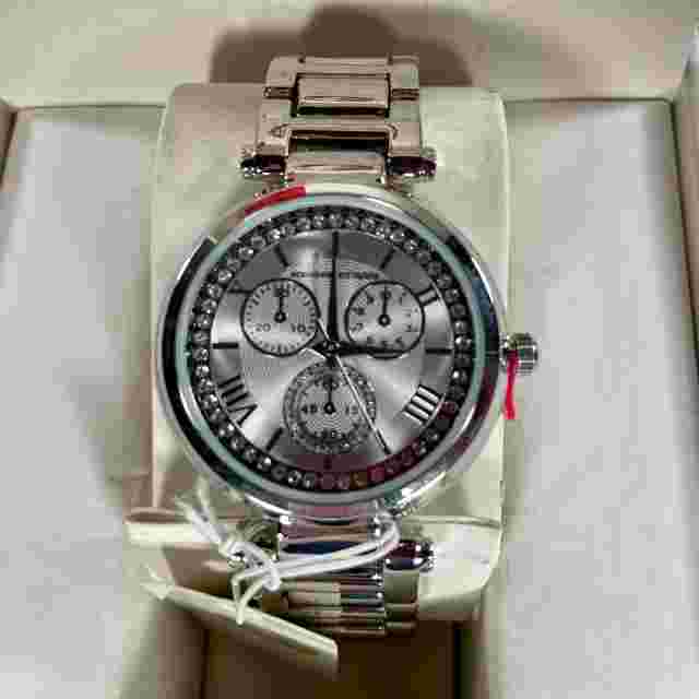 Adrienne Vittadini Women's Watch Rhinestone Silver Color Never Used with Box