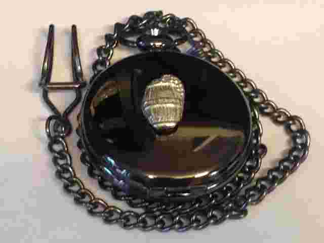 Wine Barrel TG297 Pewter on a Black Pocket Watch Quartz fob