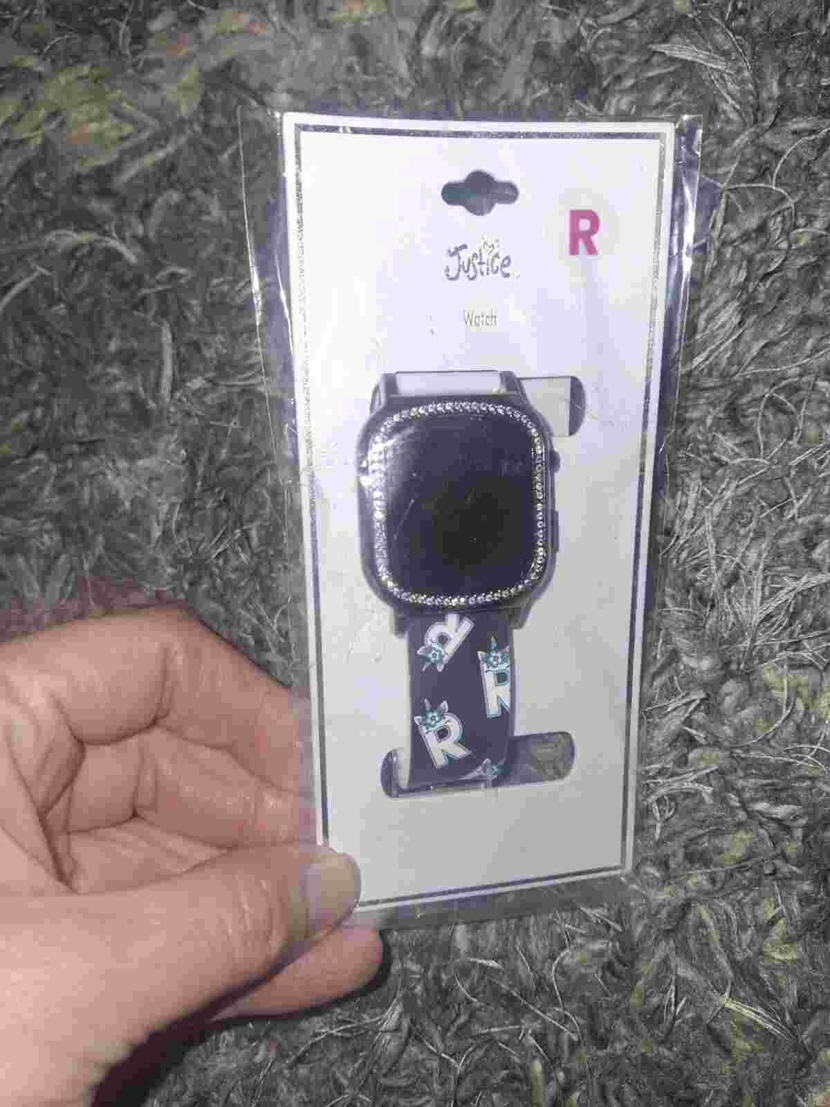 Justice Girls LED Unicorn Letter R WristWatch Adjustable new