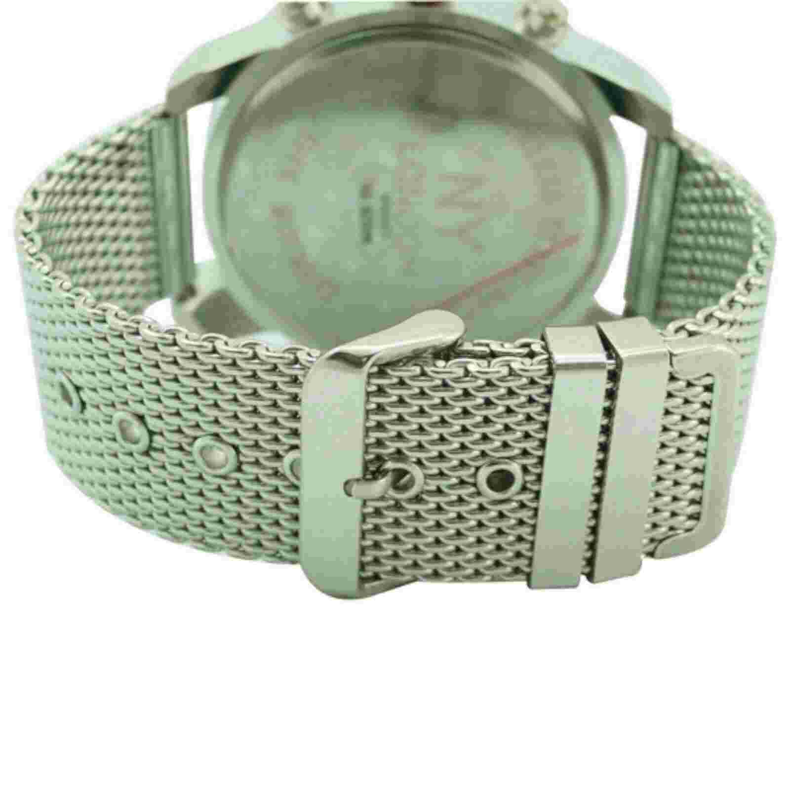 NEW NY London 4777 Men's 02 03 04 Big Hour Rotating Bezel Silver Mesh Band Watch