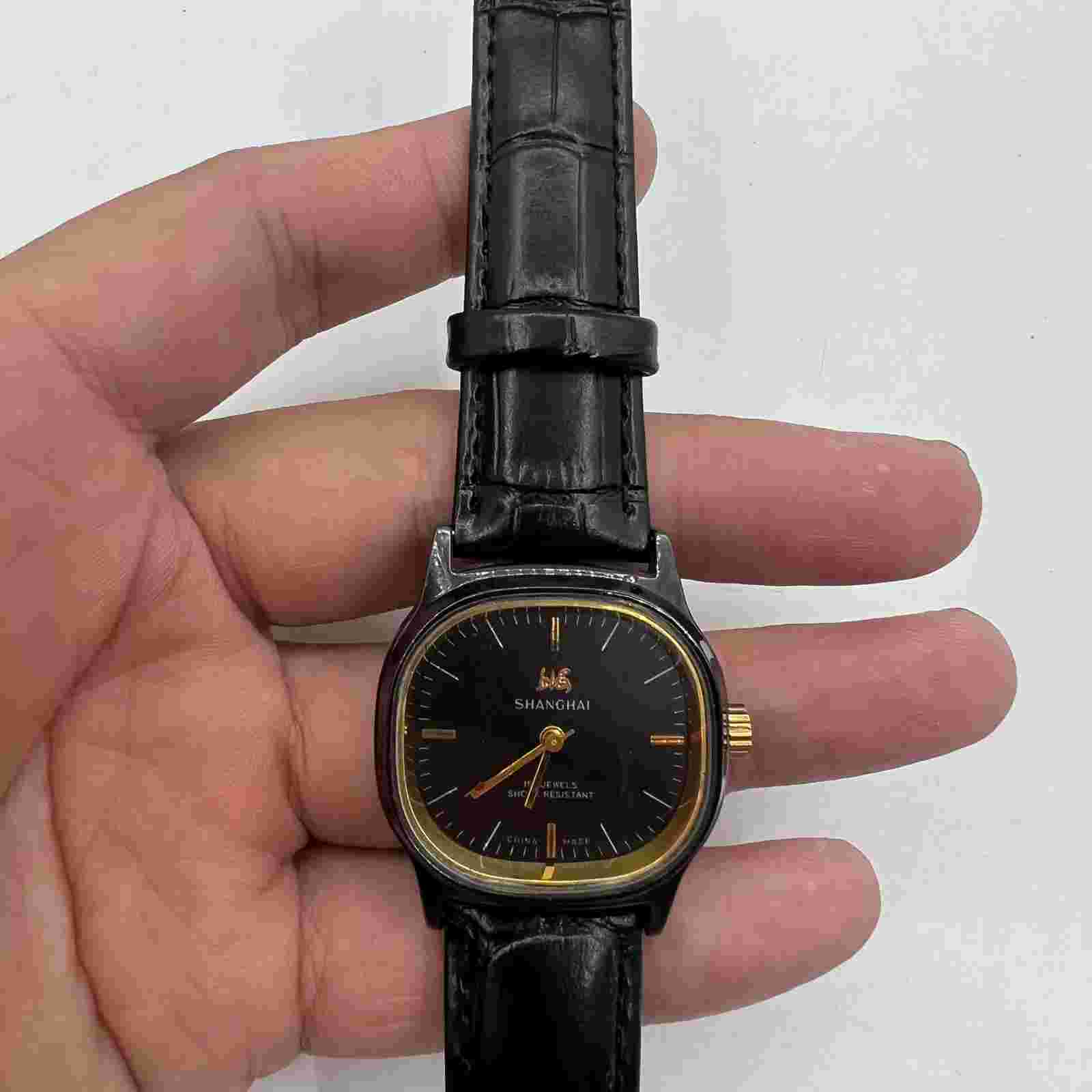 34mm Shanghai Factory Made Manual Mechanical Watch Black 19 Jews Shock-Resistant