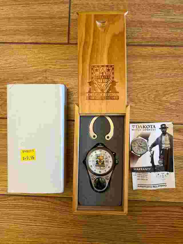 Dakota Watch Co. Alabama Boy Scouts Trio Clip Watch w Stand in Orig. Wooden Case