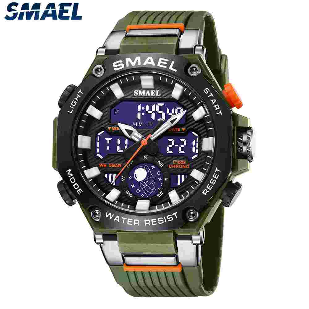 SMAEL 8069 Men Digital Military Watch Sport Army Water Resist 5ATM Dual Display