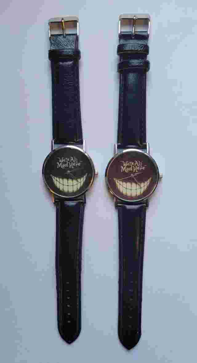2 Cheshire Cat Grin We're All Mad Here Watches Alice In Wonderland New Batteries