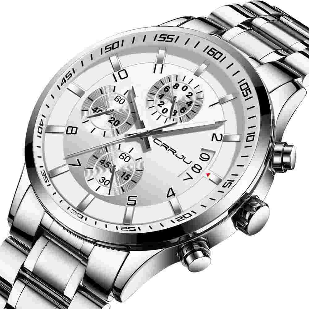 CRRJU Men's Watches Date Chronograph Wristwatches for MenMultifunctional Stai...