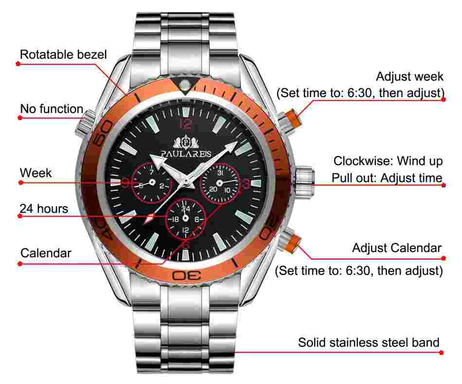 Men's Automatic Watch Mechanical Multifunctional Luminous Steel Band