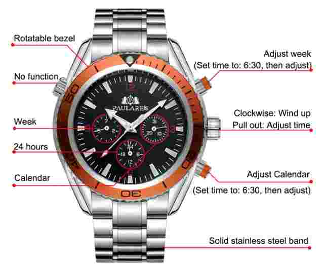 Men's Automatic Watch Mechanical Multifunctional Luminous Steel Band