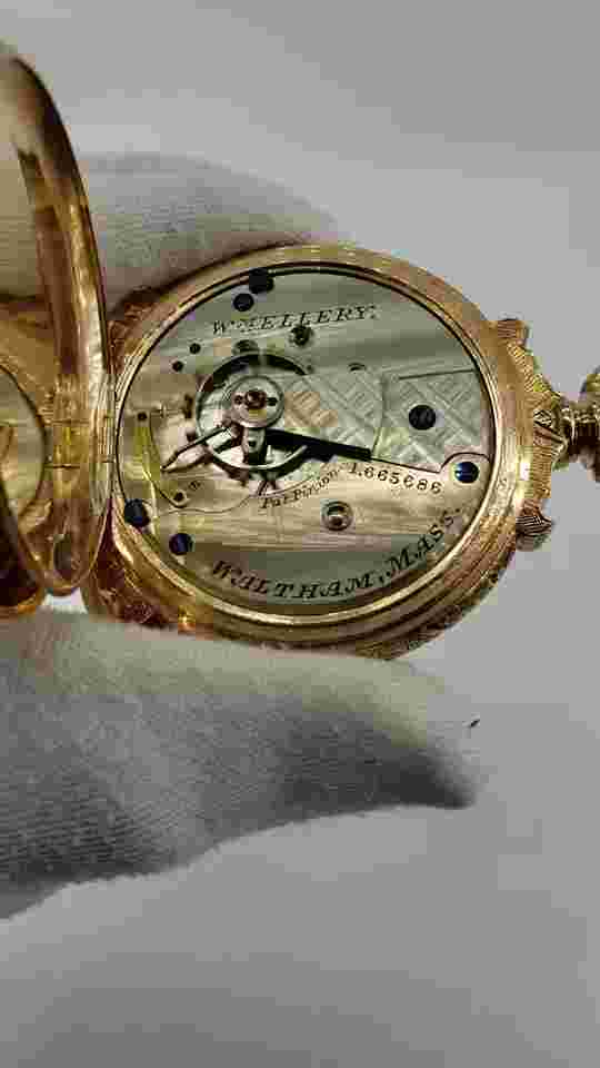 OMG! 1882 14k Gold Waltham Pocket Watch Wm. Ellery Movement Hunter Case Monogram