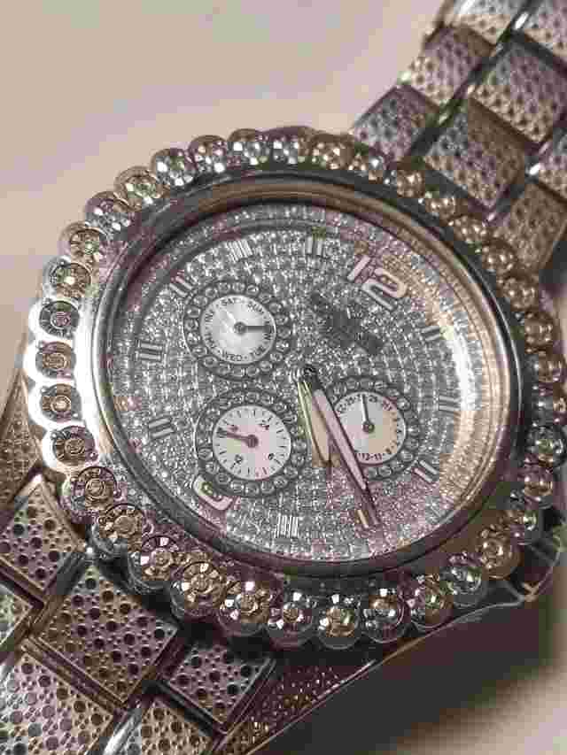 IceTime BLING Mens White Silver Steel Watch Iced 0.25ct Diamonds Water Resistant