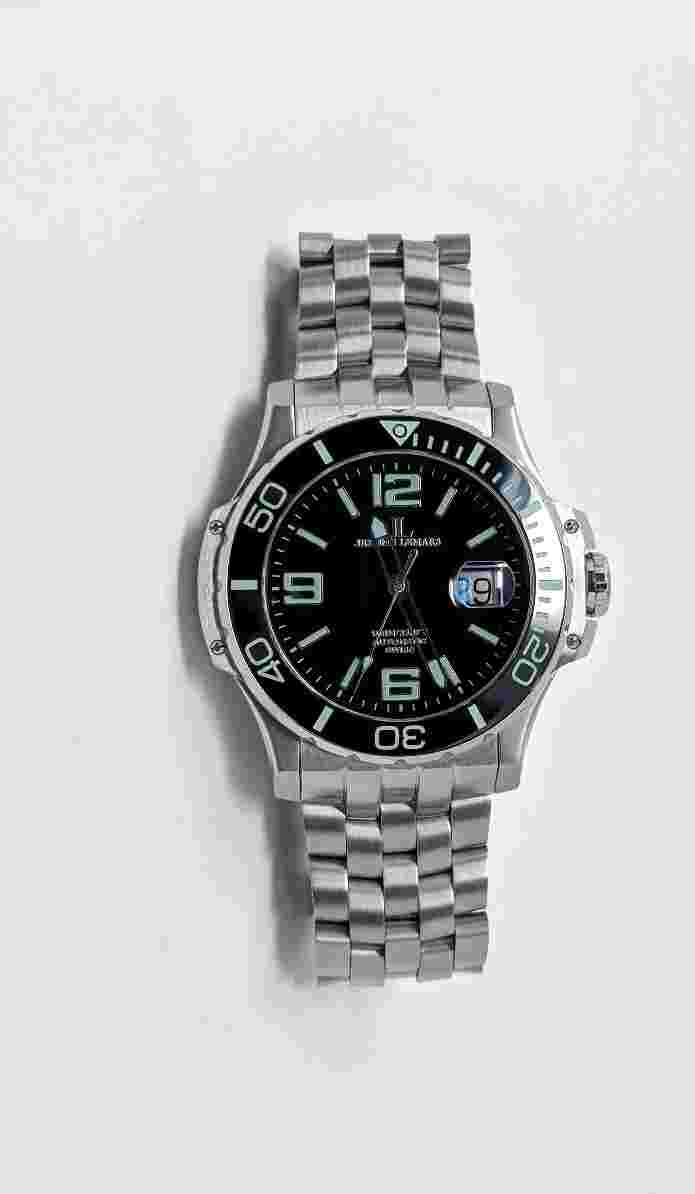 Jerome Lemars Chagall Men's auto Sport/Dive watch 45mm stainless bracelet, black