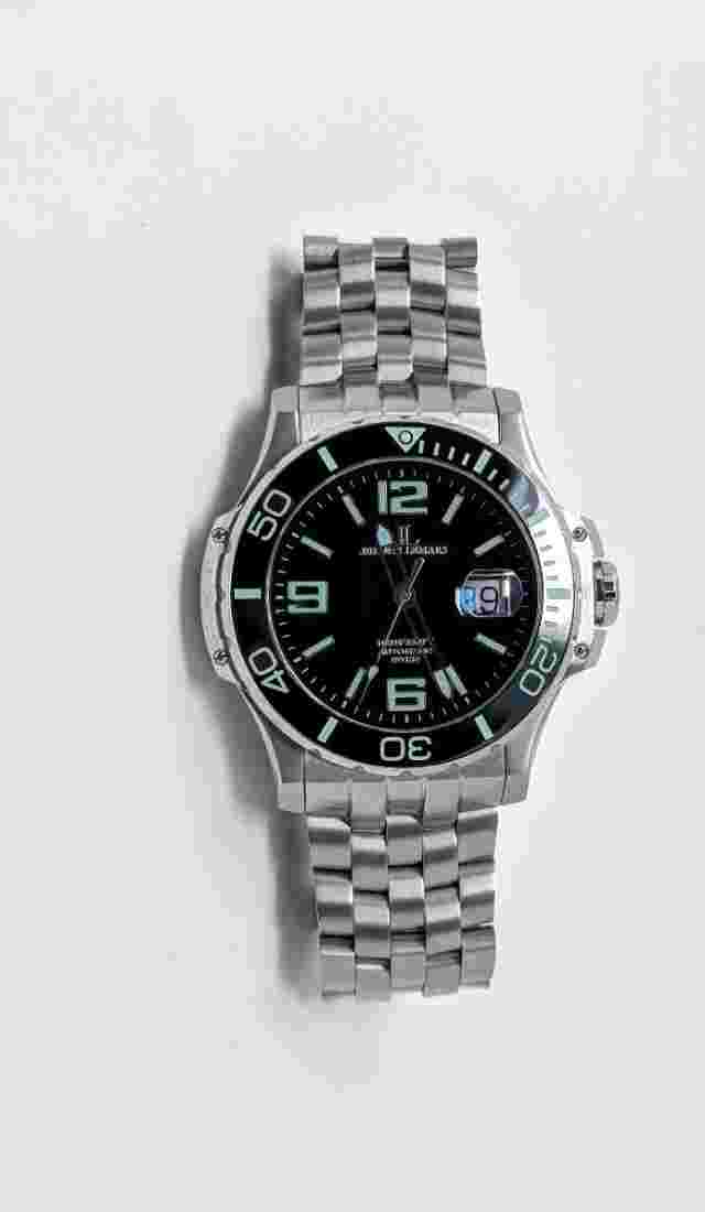 Jerome Lemars Chagall Men's auto Sport/Dive watch 45mm stainless bracelet, black