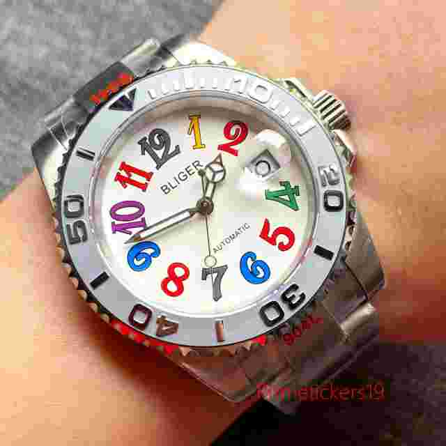 BLIGER 40mm PT5000 Miyota Automatic Men's Watch White Dial Arabic Numerals